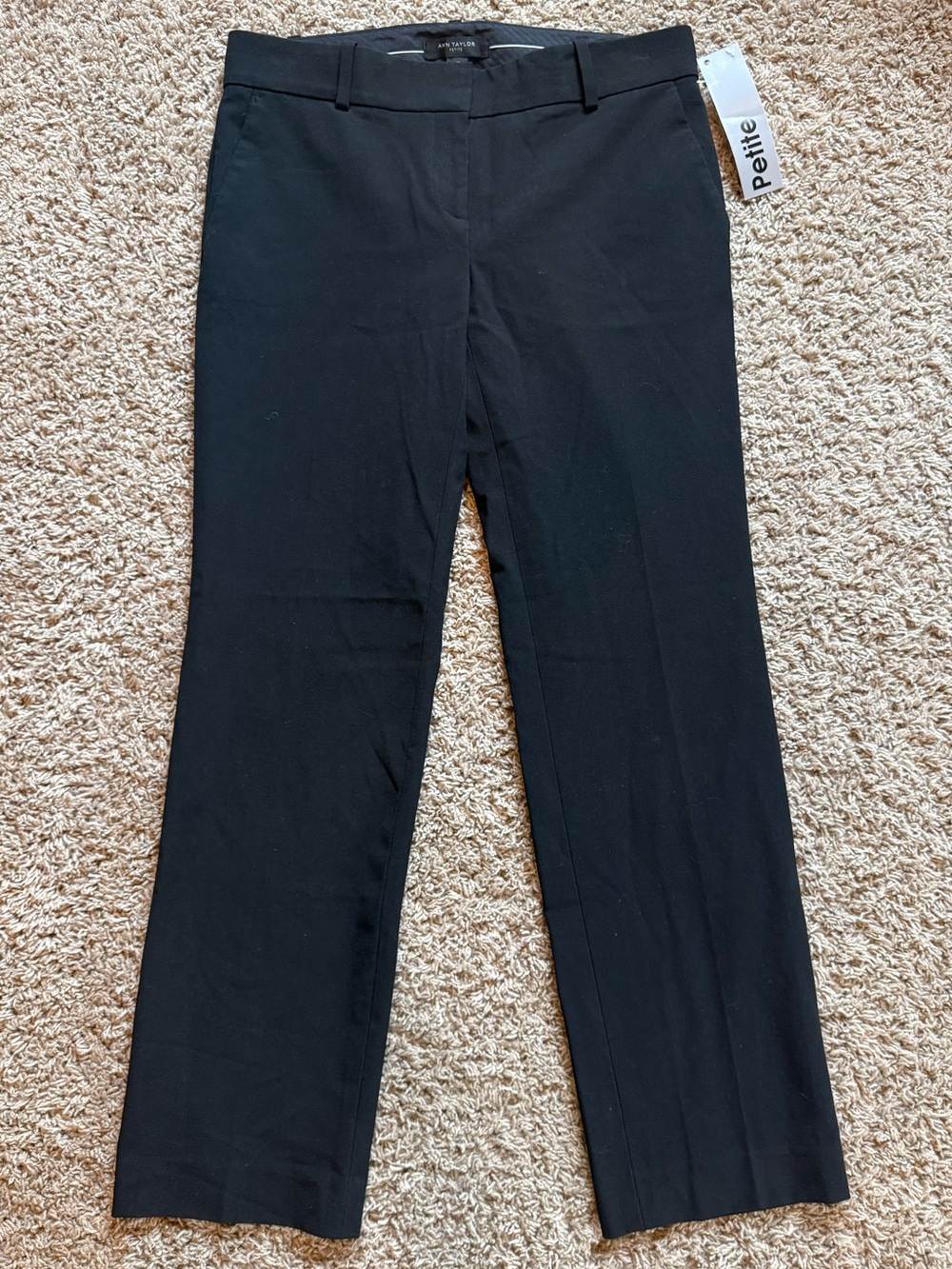 Ann Taylor Black Petite Straight-Leg Trousers
